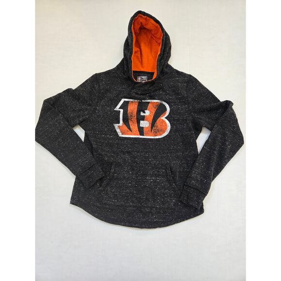 Wmns Small Antigua Heather Black Cincinnati Bengals Lightweight Pullover Hoodie - Picture 1 of 4